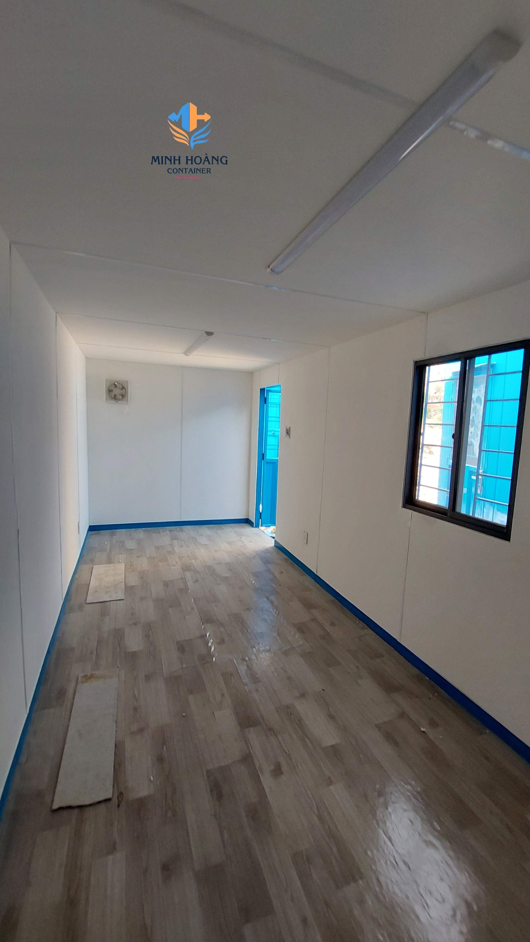 Container văn phòng 20 feet vỏ khô xanh dương đầy đủ điện đèn quạt 